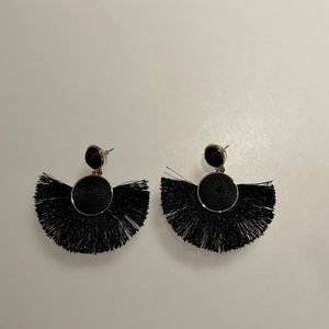 BaubleBar Marinella Black Fringe Earrings
